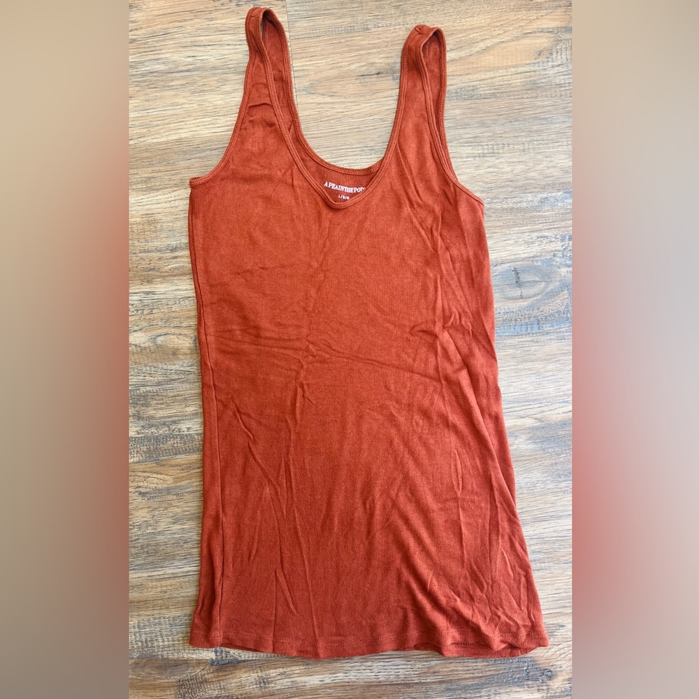 A Pea in the Pod Rib Knit Large Maternity Tank Top in Brandy Brown